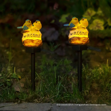 Solar Dual Bird Resin Ground Plug In Lamp